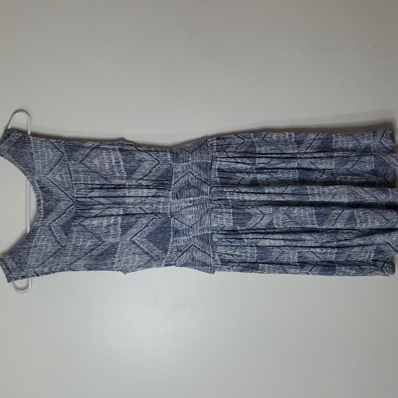 Skies Are Blue Geometric Flowy Tank Dress Size Medium Navy White Tie Waist - Picture 6 of 8